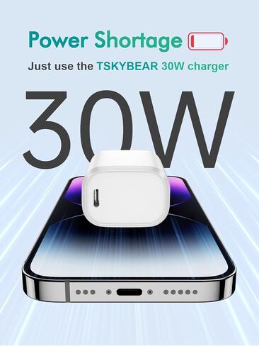 شاحن USB C فائق السرعة بقدرة 30 وات - لهاتف Google Pixel 8/8 Pro/7/7 Pro/6، وSamsung Galaxy S21/S22، وNote 20، وiPad Pro 12.9/11 بوصة، وMacBook Air (كابل 6 أقدام) in Kuwait