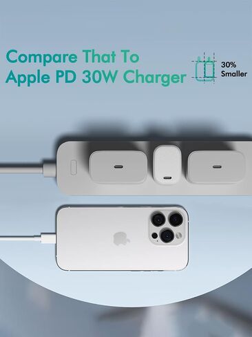 شاحن USB C فائق السرعة بقدرة 30 وات - لهاتف Google Pixel 8/8 Pro/7/7 Pro/6، وSamsung Galaxy S21/S22، وNote 20، وiPad Pro 12.9/11 بوصة، وMacBook Air (كابل 6 أقدام) in Kuwait