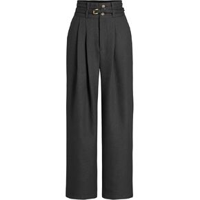 بنطلون CIDER ذو ساق واسعة وخصر مرتفع ومستقيم وحزام طويل، سروال كاجوال للعمل المكتبي in Kuwait