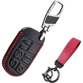 Leather Key Fob Cover Compatible with Dodge Durango Challenger Leather Protector Shell Fob Case Chain in Kuwait