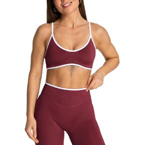Women's Color Block Seamless Sports Bra Adjustable Thin Straps Workout Top Removable Pads Gym Yoga Crop Tops in Kuwait