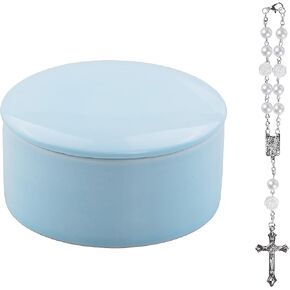 kullder My First Rosary Blue Keepsake Box, Catholic Baptism Gifts for Boys, Kids Blessed First Communion Gifts for Boys or Girl, Christening and Baby Shower Christening from Godparents - Blue in Kuwait