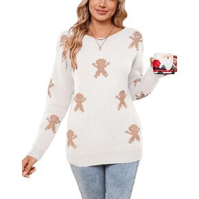 Women's Pullover Sweaters Long Sleeve Crew Neck Cute Multi-Hearts Knitted Casual Sweater in Saudi Arabia