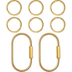 Key Chain Brass Key Rings Screw Lock Keys Organizer 2 Pack Keychain Clip with 6 Rings, Carabiner Keys Ring Holder for Men Women, Gold in Saudi Arabia