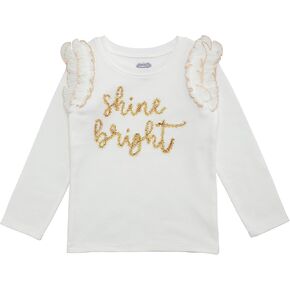 Mud Pie Girls Kids Christmas White Holiday Tinsel Long Sleeve Shirt in Saudi Arabia