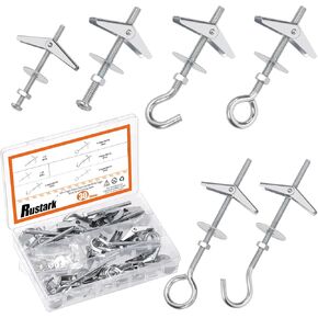 15Pcs M6 O-Shaped Eye Bolt Toggle Anchor Assortment Kit Toggle Anchors Spring Toggle Wing Bolts Heavy Duty Eye Bolt Butterfly Toggle Anchors for Drywall Hanging Plants in Kuwait
