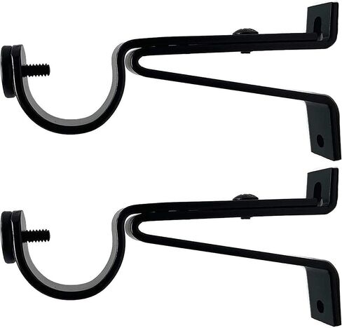 Urbanest Adjustable Solid Zinc Sturdy Curtain Rod Bracket Wall Holder, Fits Up to 1" inch to 1 1/8" inch Curtain Drapery Rod, 2 Pieces - Matte Black in Kuwait