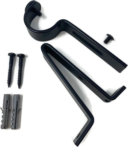 Urbanest Adjustable Solid Zinc Sturdy Curtain Rod Bracket Wall Holder, Fits Up to 1" inch to 1 1/8" inch Curtain Drapery Rod, 2 Pieces - Matte Black in Kuwait