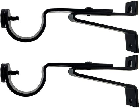 Urbanest Adjustable Solid Zinc Sturdy Curtain Rod Bracket Wall Holder, Fits Up to 1" inch to 1 1/8" inch Curtain Drapery Rod, 2 Pieces - Matte Black in Kuwait