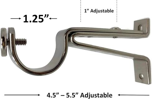 Urbanest Adjustable Solid Zinc Sturdy Curtain Rod Bracket Wall Holder, Fits Up to 1" inch to 1 1/8" inch Curtain Drapery Rod, 2 Pieces - Matte Black in Kuwait