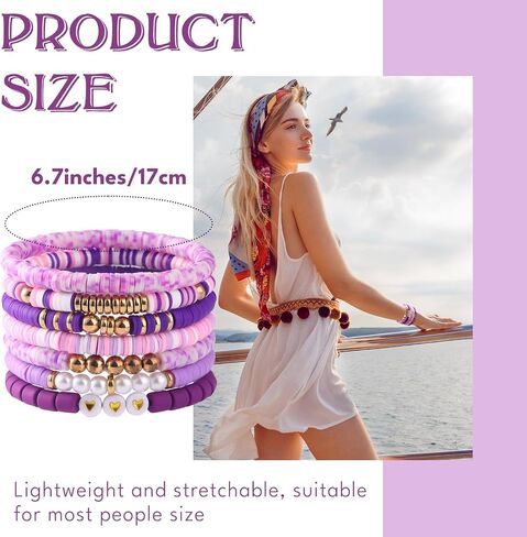 Giovanchi 42PCS Friendship Beaded Bracelets for Women Trendy Boho Surfer Heishi Bracelet Stack Clay Beaded Bracelets Bulk Cute Preppy Bracelet Gifts Jewelry in Saudi Arabia