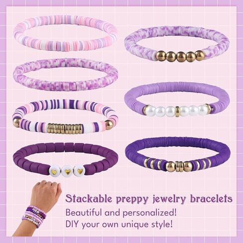 Giovanchi 42PCS Friendship Beaded Bracelets for Women Trendy Boho Surfer Heishi Bracelet Stack Clay Beaded Bracelets Bulk Cute Preppy Bracelet Gifts Jewelry in Saudi Arabia