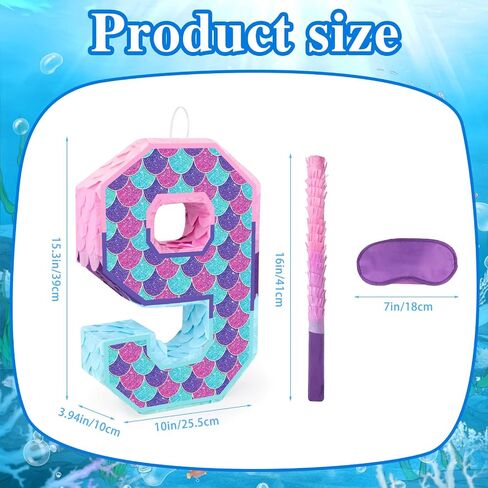 Mermaid Number 4 Pinata for 4th Birthday Party Decorations, Purple Mermaid Theme Party, Anniversary, Fiesta,Centerpieces, Baby Shower Decorations (15.8 x 11.7 x 3.2 In) in Saudi Arabia