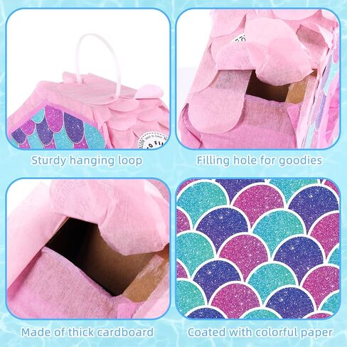 Mermaid Number 4 Pinata for 4th Birthday Party Decorations, Purple Mermaid Theme Party, Anniversary, Fiesta,Centerpieces, Baby Shower Decorations (15.8 x 11.7 x 3.2 In) in Saudi Arabia