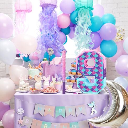 Mermaid Number 4 Pinata for 4th Birthday Party Decorations, Purple Mermaid Theme Party, Anniversary, Fiesta,Centerpieces, Baby Shower Decorations (15.8 x 11.7 x 3.2 In) in Saudi Arabia