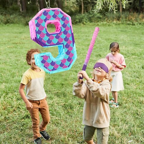 Mermaid Number 4 Pinata for 4th Birthday Party Decorations, Purple Mermaid Theme Party, Anniversary, Fiesta,Centerpieces, Baby Shower Decorations (15.8 x 11.7 x 3.2 In) in Saudi Arabia