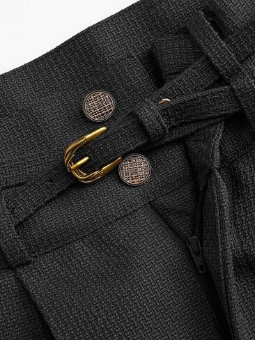 بنطلون CIDER ذو ساق واسعة وخصر مرتفع ومستقيم وحزام طويل، سروال كاجوال للعمل المكتبي in Kuwait