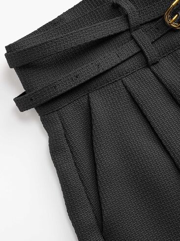 بنطلون CIDER ذو ساق واسعة وخصر مرتفع ومستقيم وحزام طويل، سروال كاجوال للعمل المكتبي in Kuwait