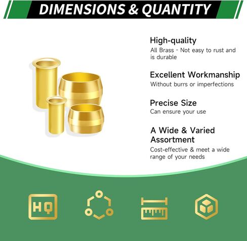 280 قطعة 1/2 بوصة 3/8 بوصة 5/16 بوصة 1/4 بوصة 3/16 بوصة 1/8 بوصة أكمام ضغط نحاسية حلقات إدراج صواميل مجموعة متنوعة من التركيبات، 6 مقاسات طقم إصلاح خرطوم الهواء والماء وزيت الوقود وخطوط أنابيب الغاز in Kuwait