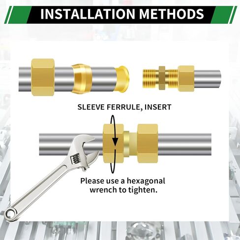 280 قطعة 1/2 بوصة 3/8 بوصة 5/16 بوصة 1/4 بوصة 3/16 بوصة 1/8 بوصة أكمام ضغط نحاسية حلقات إدراج صواميل مجموعة متنوعة من التركيبات، 6 مقاسات طقم إصلاح خرطوم الهواء والماء وزيت الوقود وخطوط أنابيب الغاز in Kuwait
