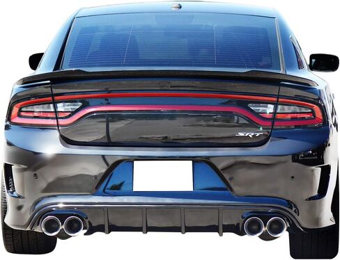 FREEMOTOR802 Compatible with 2015-2023 Dodge Charger SRT Quad Exhaust Rear Bumper Diffuser, Unpainted Black PP Spoiler in Saudi Arabia