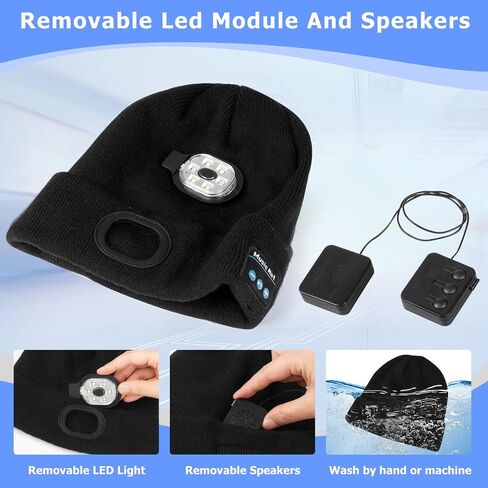 Men's Bluetooth Beanie Hat with LED Light and Red/Blue Alerts and Built-in Speaker. in Saudi Arabia