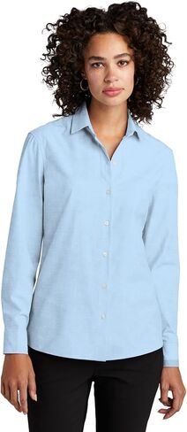 Women's Long Sleeve Stretch Woven Shirt | Lightweight Women's Button Up, Collared Business Casual Shirt in Saudi Arabia
