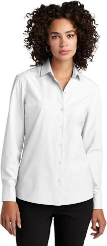 Women's Long Sleeve Stretch Woven Shirt | Lightweight Women's Button Up, Collared Business Casual Shirt in Saudi Arabia