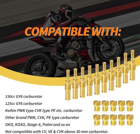 30PCS Carburetor Main Jet Kits, 20pcs Carburetor Main Jet # 100-178 & 10pcs Slow Pilot Jet # 32-55, Compatible with Most Scooters ATVs Karts with 125cc 150cc 200cc 250cc GY6 Engine Carb in Saudi Arabia