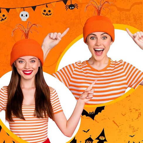 Toulite Halloween Cosplay Emotion Orange Knitted Hat with Wigs Hair for Halloween Role Playing Inside Costume Party Supplies in Saudi Arabia