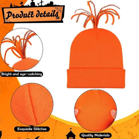 Toulite Halloween Cosplay Emotion Orange Knitted Hat with Wigs Hair for Halloween Role Playing Inside Costume Party Supplies in Saudi Arabia