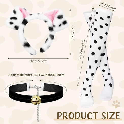Mepase 5 Pcs Halloween Spotted Dog Costume for Women Cosplay 100 Days Spotted Top Tutu Skirt Headband Collar Stockings in Saudi Arabia