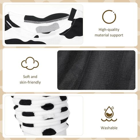 Mepase 5 Pcs Halloween Spotted Dog Costume for Women Cosplay 100 Days Spotted Top Tutu Skirt Headband Collar Stockings in Saudi Arabia