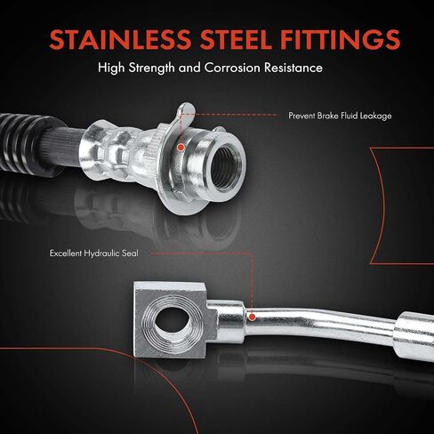A-Premium Rear Driver or Passenger Brake Hydraulic Hose Compatible with Chevy Models - Corvette 1993 1994 1995 1996 5.7L - Replace# 17999558 in Saudi Arabia