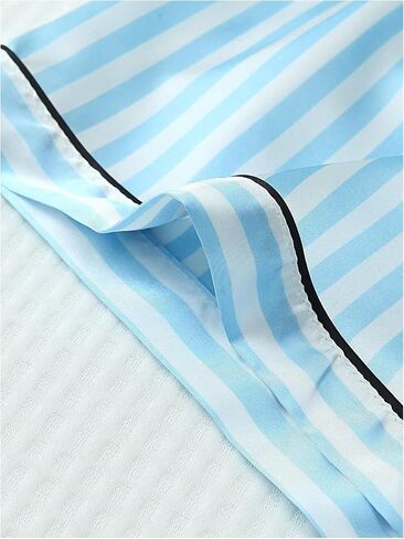 Verdusa Women's 2 Piece Satin Pajama Sets Striped Pj Set Button Up Top and Shorts Sleepwear Lounge Sets in Saudi Arabia