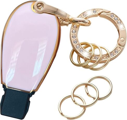 Key Protective Shell for Dodge Key Fob Cover with Keychain Fit for Dodge RAM 1500 2500 3500 Grand Caravan Journey Durango Jeep Grand Cherokee Smart Key Accessories (Pink-Gold, 4-Button) in Saudi Arabia