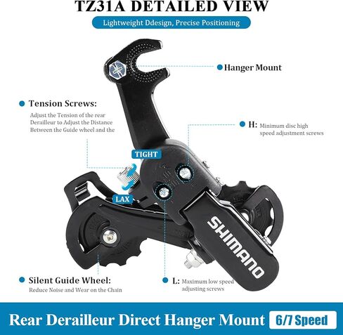 Rear Derailleur RD-TZ31A 6/7 Speed Direct Mount Derailleur for Mountain Bike Tricycle Commuter Bike Cruiser Bike in Kuwait