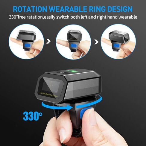 Eyoyo Bluetooth Finger Ring Barcode Scanner for Tablet iPhone Android iOS Windows Mac OS Mini Wearable 1D Hands-Free Inventory Barcode Reader with Wireless for Right or Left Handed Use in Saudi Arabia