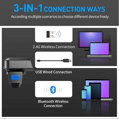 Eyoyo Bluetooth Finger Ring Barcode Scanner for Tablet iPhone Android iOS Windows Mac OS Mini Wearable 1D Hands-Free Inventory Barcode Reader with Wireless for Right or Left Handed Use in Saudi Arabia