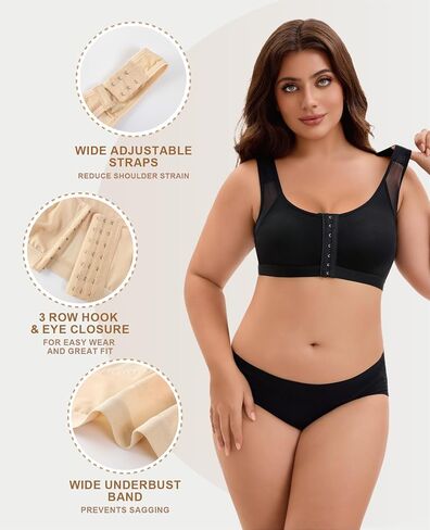 Post Surgery Compression Bra for Women Front Closure Bra with Adjustable Straps Wirefree in Saudi Arabia