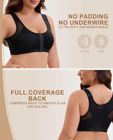 Post Surgery Compression Bra for Women Front Closure Bra with Adjustable Straps Wirefree in Saudi Arabia
