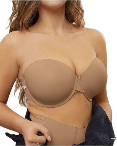 Women's Quality Base Strapless Bra Underwire with Optional Straps (Pack of 3-36DDD-Tan) in Saudi Arabia