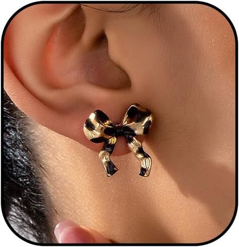 Leopard Print Earrings for Women Boho Leopard Print Ribbon Bow Earrings Cheetah Bowknot Stud Earring Animal Print Statement Earring Fashion Costume Jewelry Holiday Gift in Saudi Arabia