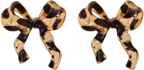 Leopard Print Earrings for Women Boho Leopard Print Ribbon Bow Earrings Cheetah Bowknot Stud Earring Animal Print Statement Earring Fashion Costume Jewelry Holiday Gift in Saudi Arabia