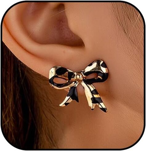 Leopard Print Earrings for Women Boho Leopard Print Ribbon Bow Earrings Cheetah Bowknot Stud Earring Animal Print Statement Earring Fashion Costume Jewelry Holiday Gift in Saudi Arabia