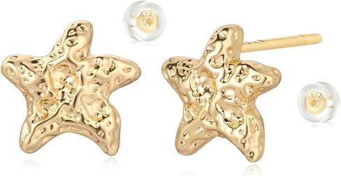 MYEARS Women Moon and Star Earrings Gold Stud 14K Gold Plated Small Simple Hypoallergenic Everyday Jewelry in Saudi Arabia
