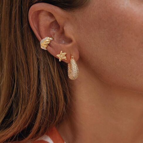 MYEARS Women Moon and Star Earrings Gold Stud 14K Gold Plated Small Simple Hypoallergenic Everyday Jewelry in Saudi Arabia