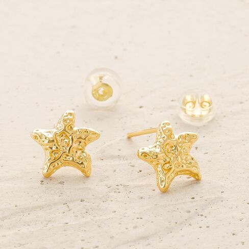 MYEARS Women Moon and Star Earrings Gold Stud 14K Gold Plated Small Simple Hypoallergenic Everyday Jewelry in Saudi Arabia
