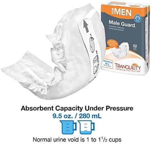 Tranquility Male Guards, Premium Incontinence Shields for Maximum Absorbency, Adhesive Strip for Secure Placement, Discreet Design, One Size, 52ct Bag in Saudi Arabia