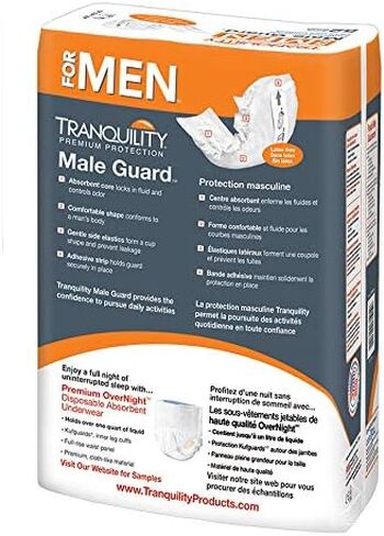 Tranquility Male Guards, Premium Incontinence Shields for Maximum Absorbency, Adhesive Strip for Secure Placement, Discreet Design, One Size, 52ct Bag in Saudi Arabia